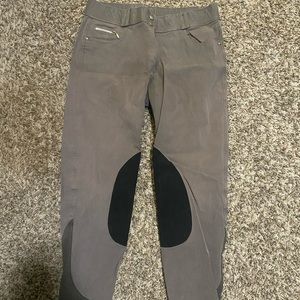 Dover Saddlery breeches 34R slate grey with black knee patch